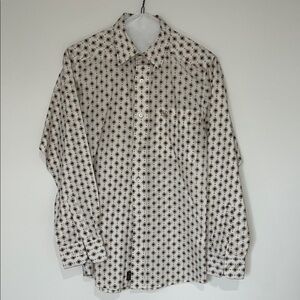 Ariat White Button-Down Shirt with Brown Geometric Print